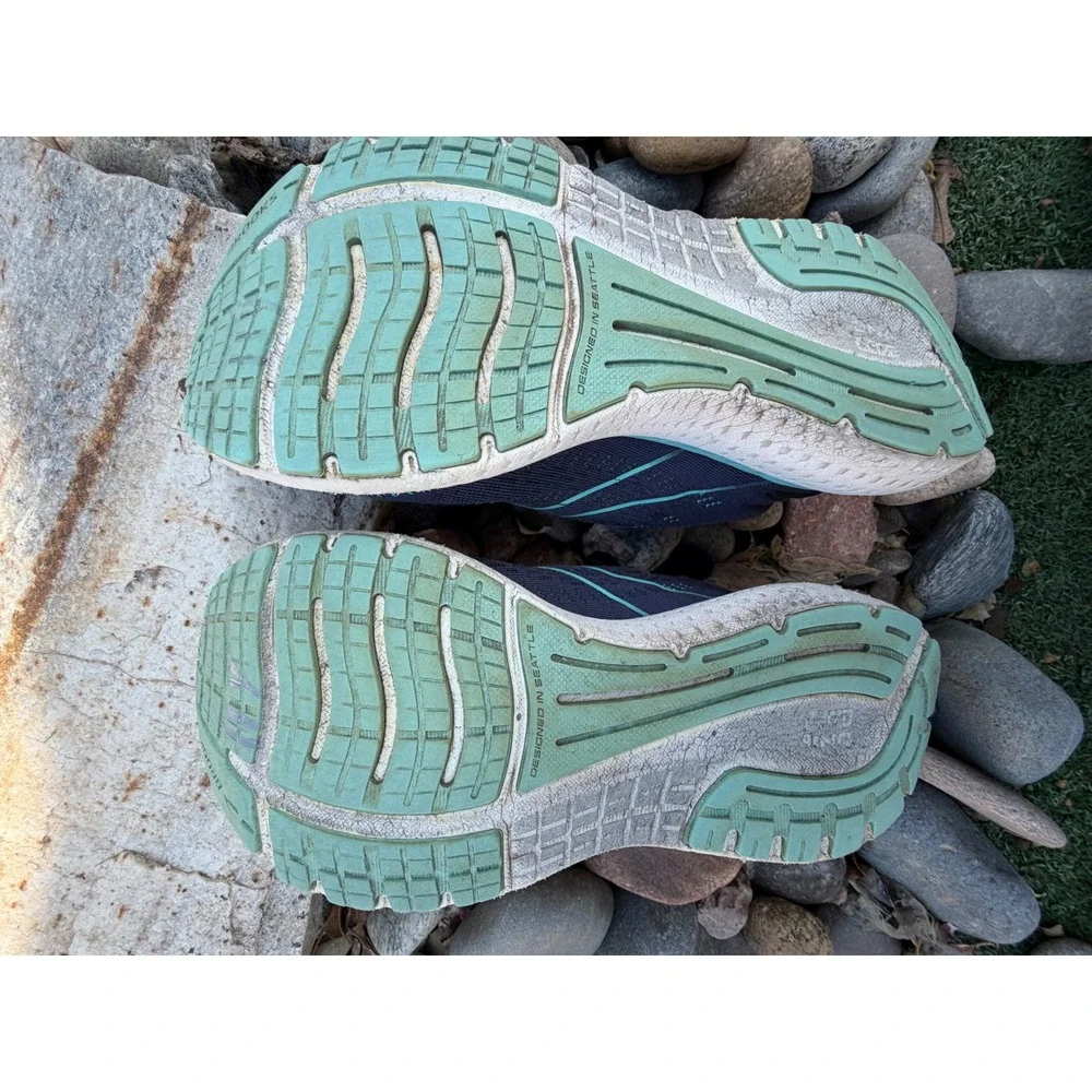 Brooks Glycerin 19 Mens 8.5 Running Shoes Grey Aqua Blue Neutral Cushion Sneaker